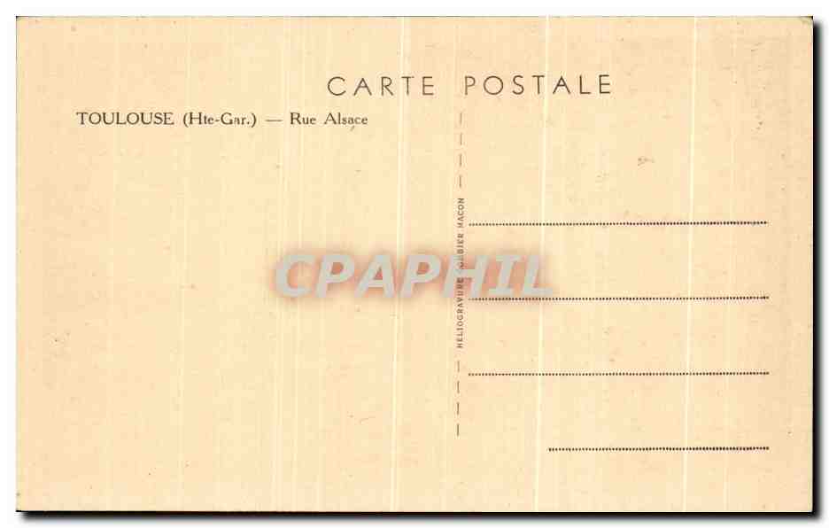 CPA Toulouse Rue Alsace Au Bon Marche de Paris Tramway — Back
