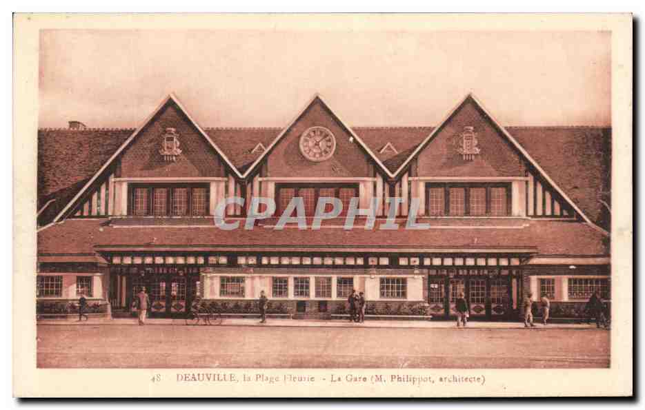 CPA Deauville la Plage Fieure La Gare Philippot