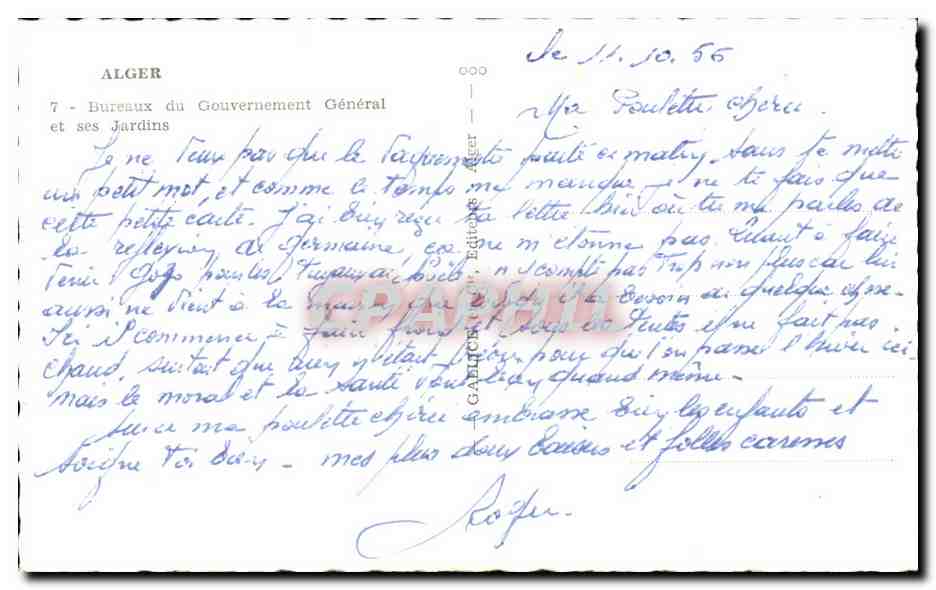 CPSM Alger Bureaux du Gouvernement General et ses Jardins Algerie — Rückseite