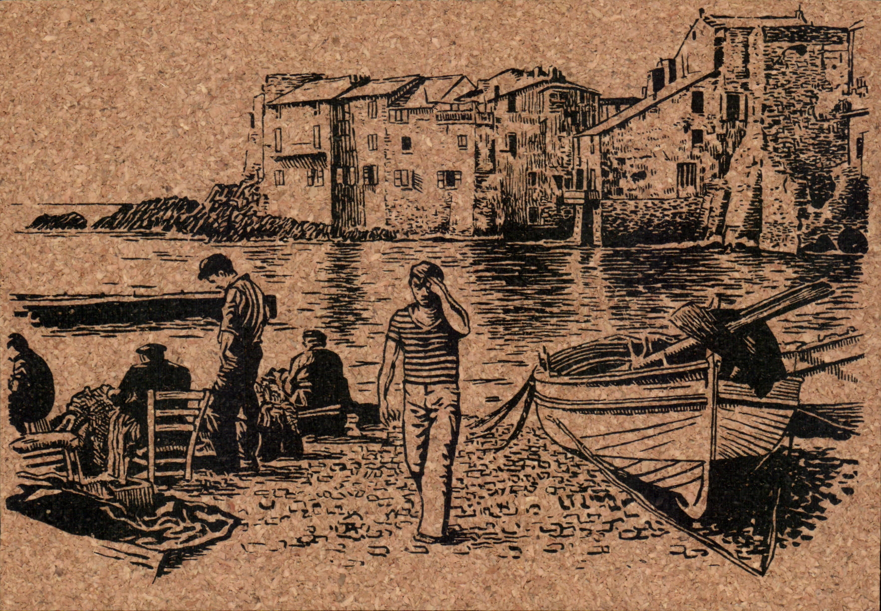 Fischereiszene an der Küste — Korsika — Créations Olbiodecor