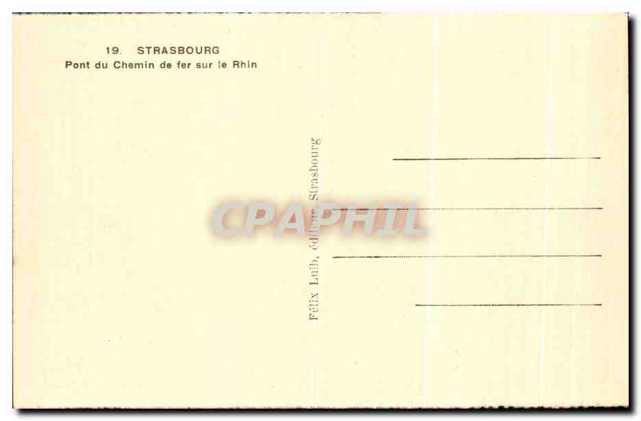 CPA Strasbourg Ponts du Chemin de fer sur le Rhin — Verso