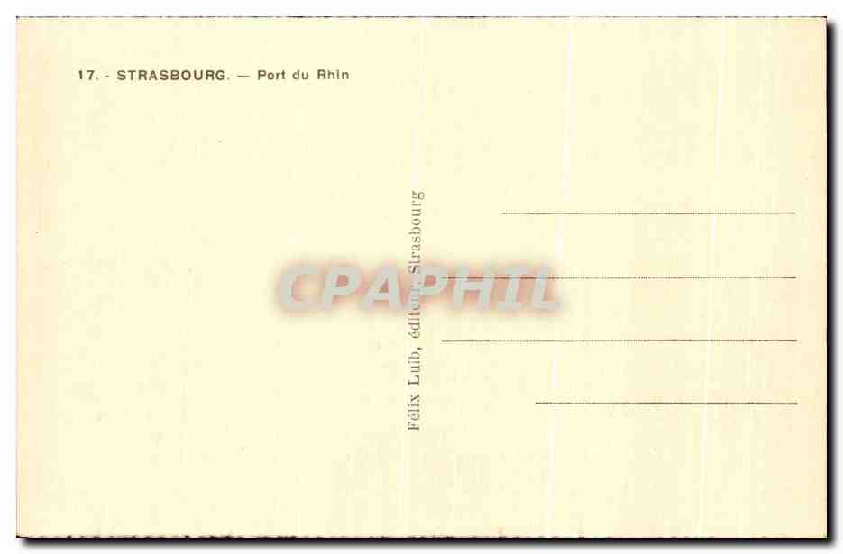 CPA Strasbourg Port du Rhin Bateaux — Rückseite