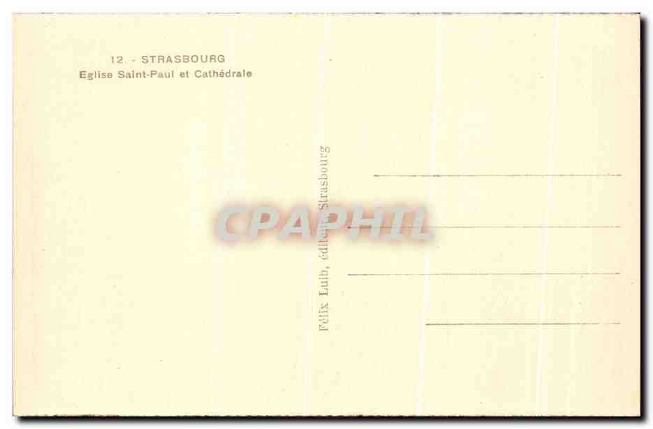 CPA Strasbourg Eglise Saint Paul et Cathedrale — Verso