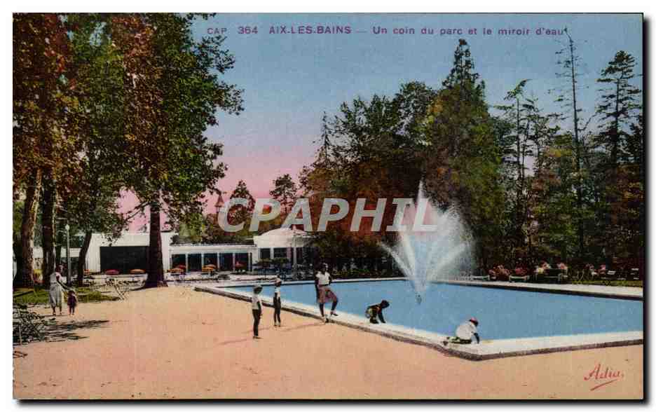 CPA Aix Les Bains Un Coin du Parc et Le Miroir d eau