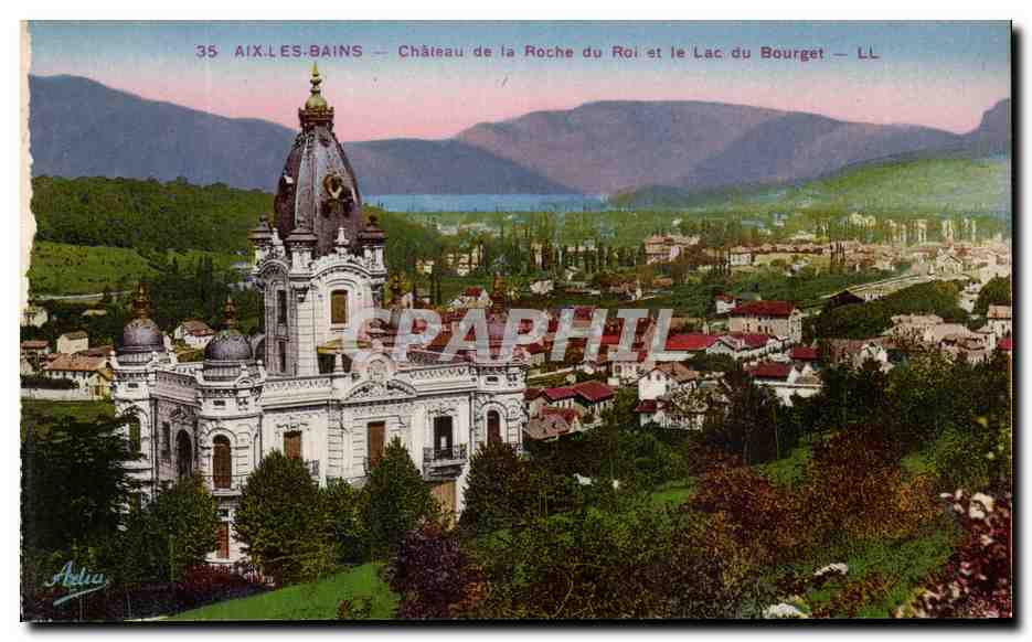 CPA Aix Les Bains Chateau de la Roche du roi et le Lac du Bourget 