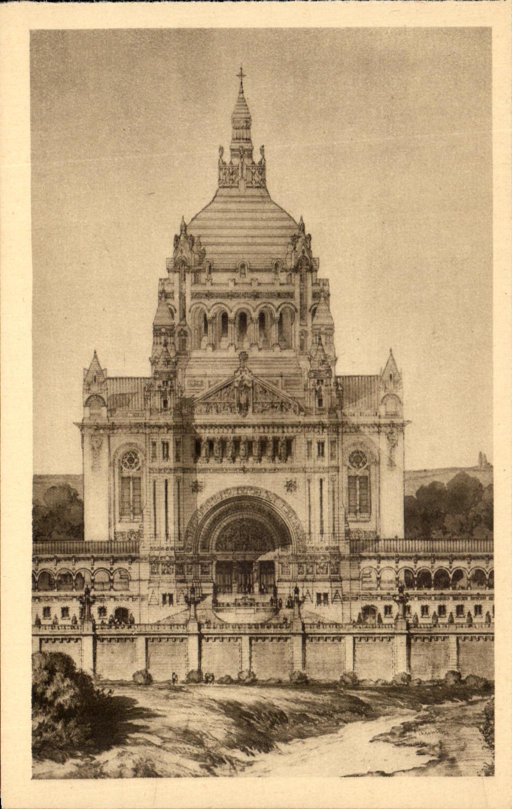 Basilique de Lisieux — Projet. Façade et Dôme — Éditions C. S. T. Lisieux