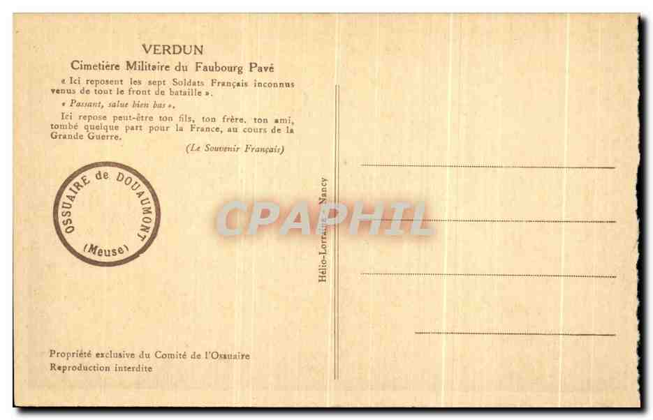 Cimetière Militaire du Faubourg Pavé — Verdun — éditeur Ossuaire de Douaumont — Reverso