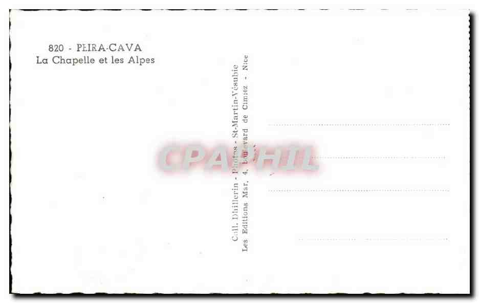 CPSM Peira Cava La Chapelle Et les Alpes — Rückseite