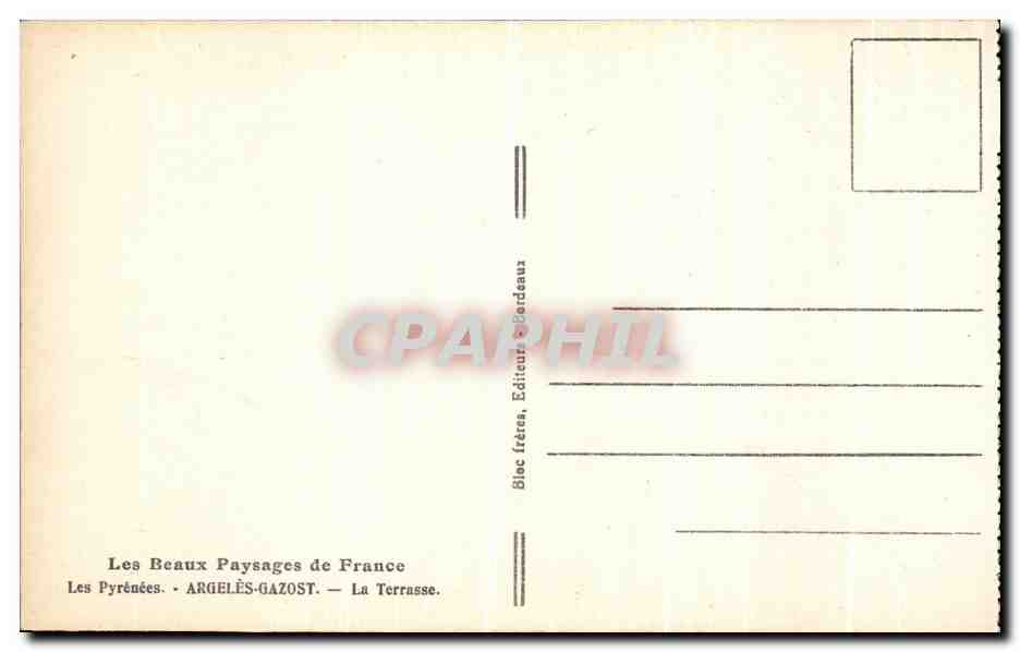 Argelès-Gazost — Die Terrasse — Bloc frères, Verlag, Bordeaux — Rückseite