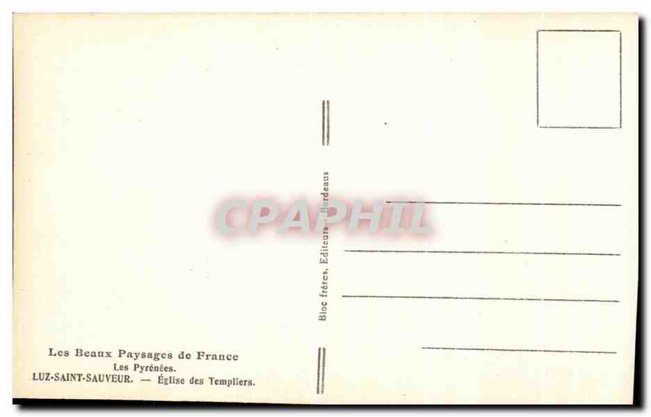 CPA Les Beaux Paysages de France Les Pyrenees Luz Saint Sauveur Eglise des Templiers — Verso