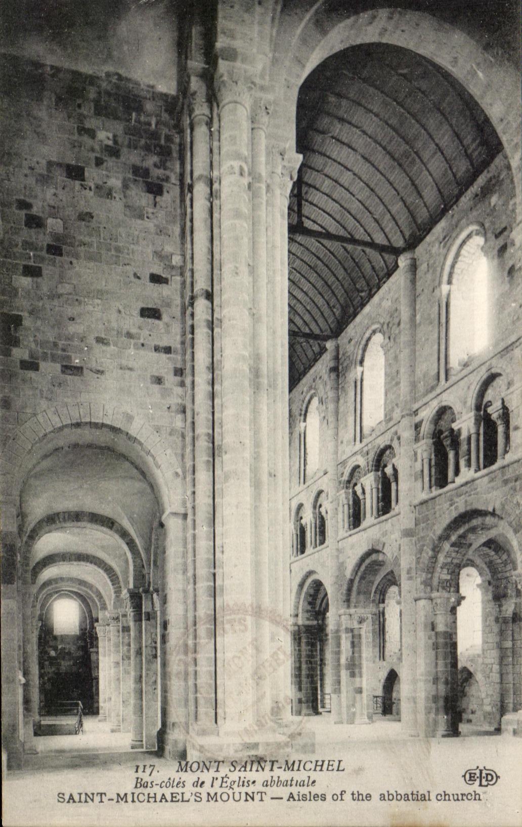 Mont-Saint-Michel — Bas-côtés de l'église abbatiale — Éditeur E.P.D. n°117