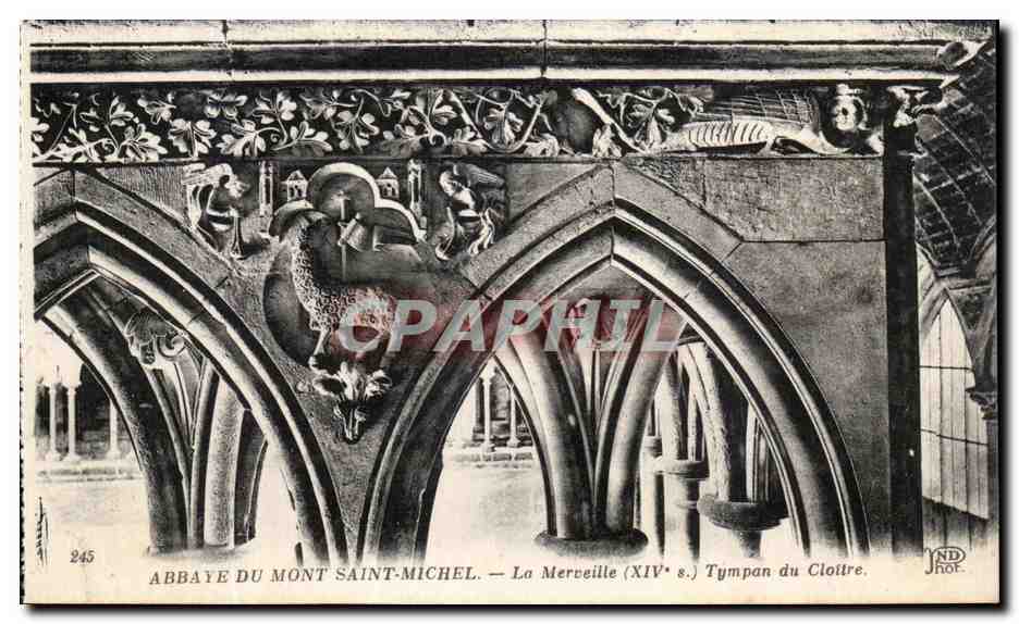 CPA Abbaye Du Mont Saint Michel La Merveille Tympan du cloitre