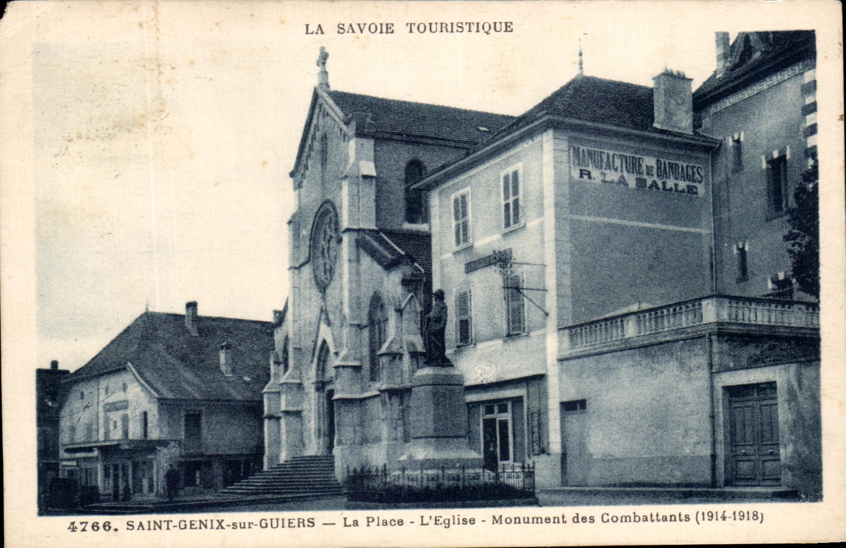 CPA Saint Genix Sur Guiers La Place L Eglise Monument des Combattants 1914 1918 Militaria 
