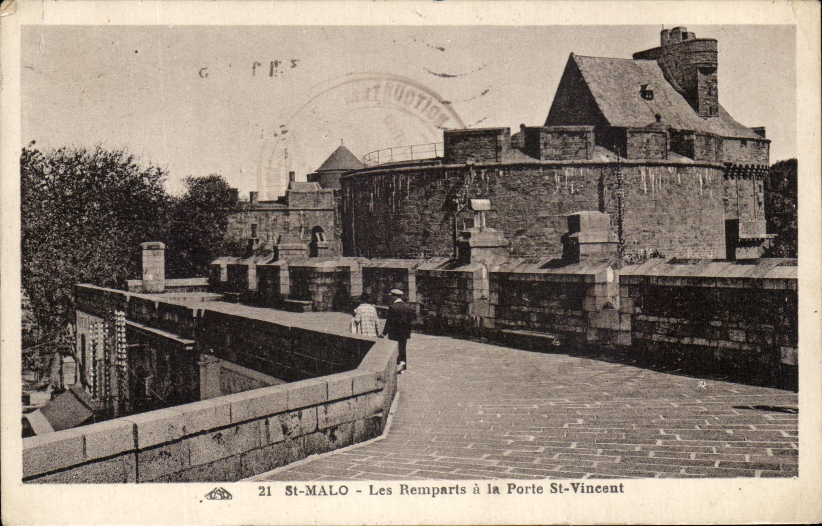 Antike Ansichtskarte St Malo Les Remparts a La Porte St Vincent