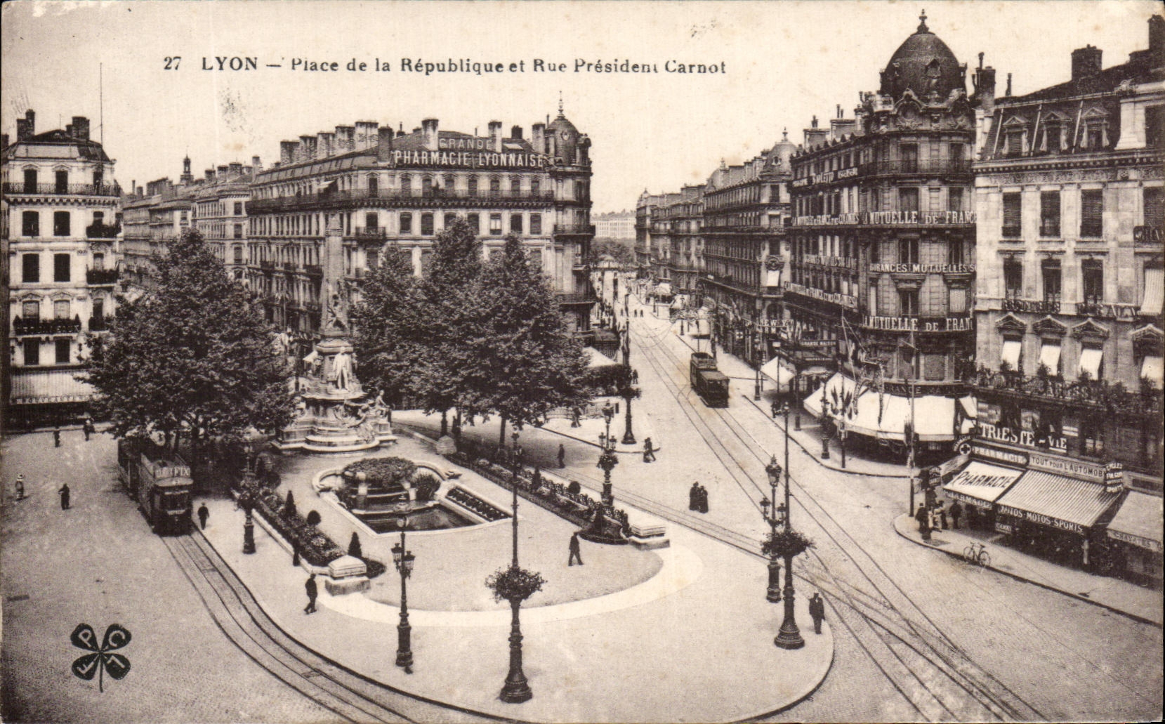 LYON — Place de la République et Rue Président Carnot — Éditeur Lyon, n°27