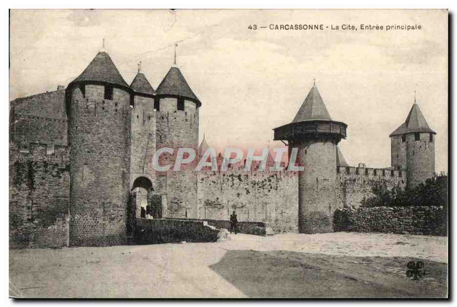 CPA Carcassonne La Cite Entree Principale