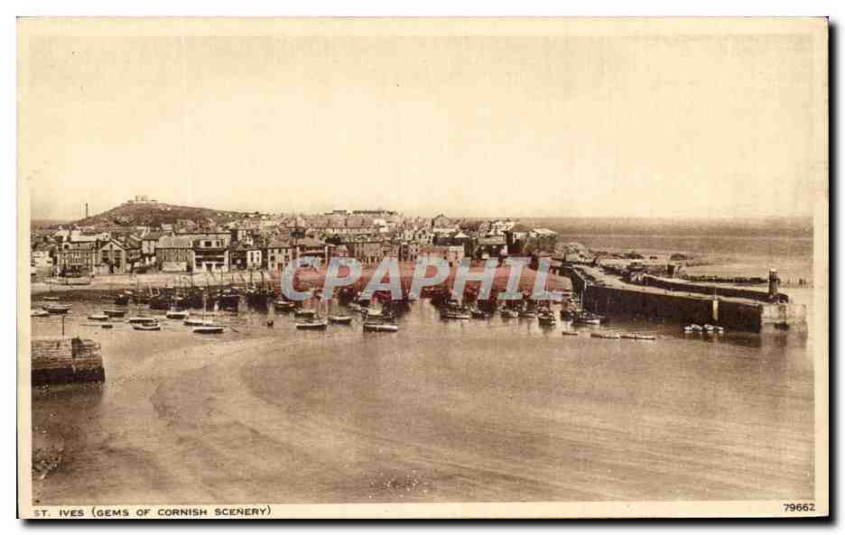 CPA St Ives Gems of Cornish scenery Bateaux