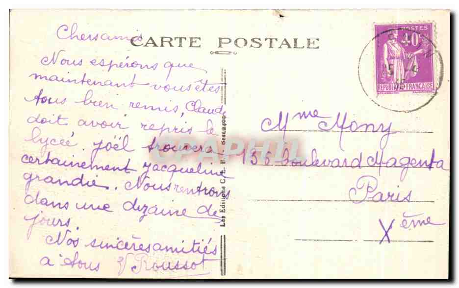 CPA Septmonel Ravin et Lacets de La Route de la faucille a Saint Claude  — Rückseite