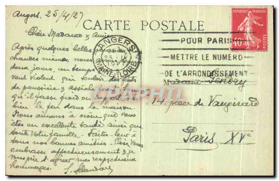 CPA Angers Vue Generale Vers Le pont De La Basse Chaine Bateaux — Rückseite