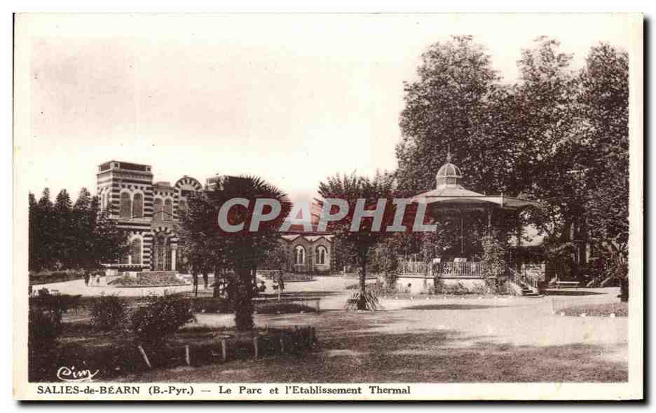 CPA Salies de Bearn Le Parc et l Etablissement Thermal 