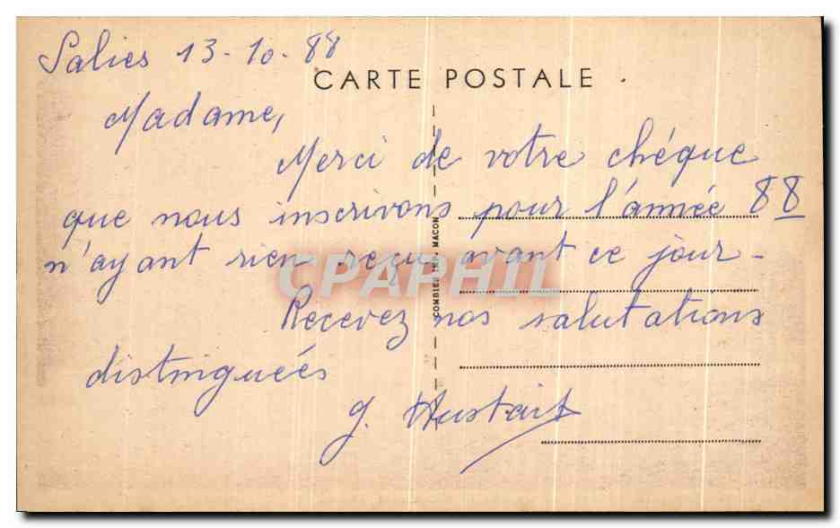 CPA Salies de Bearn Le Parc et l Etablissement Thermal  — Rückseite