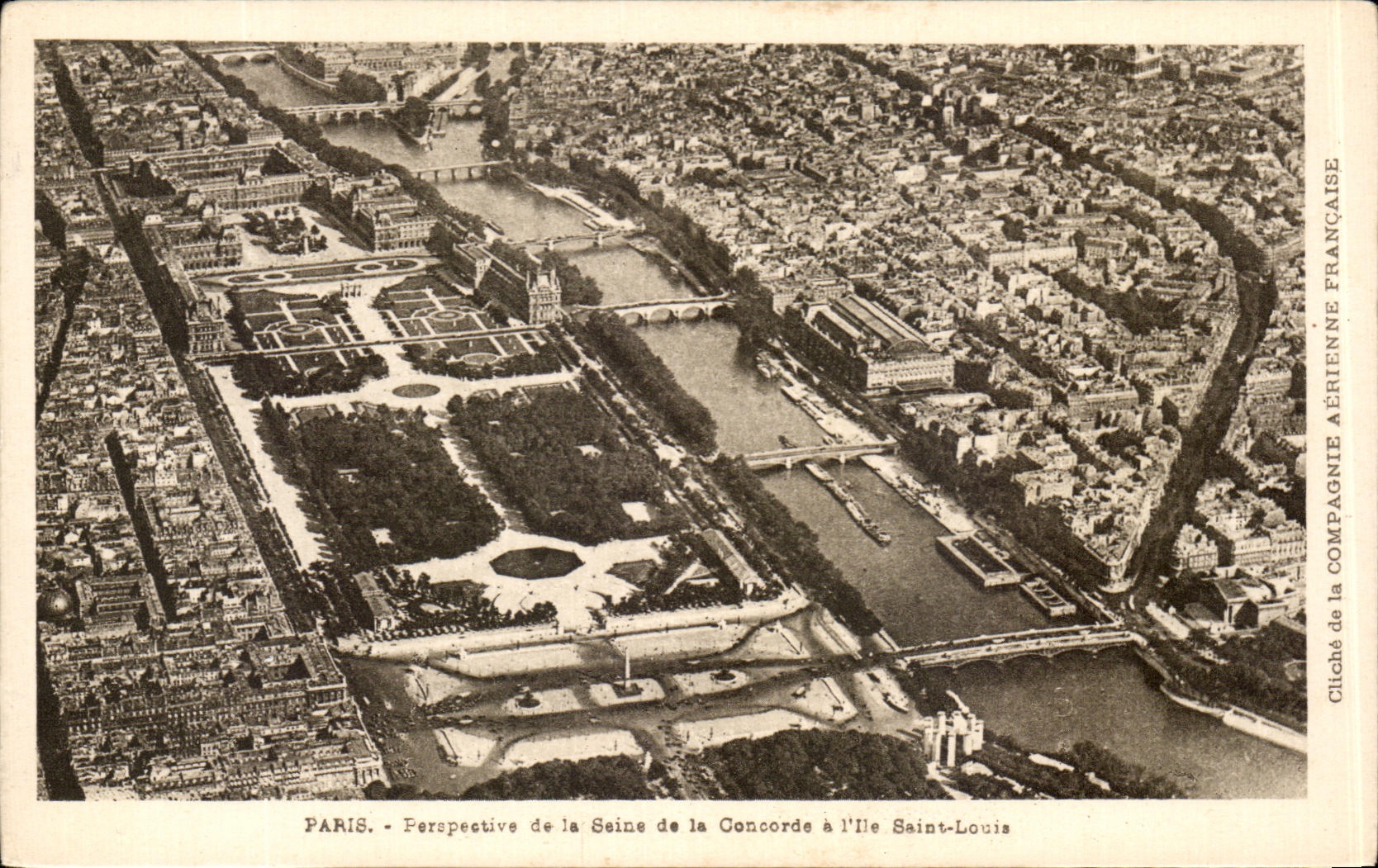 Paris — Perspektive der Seine von der Concorde zur Île Saint-Louis — Aufnahme der Französischen Luftfahrtgesellschaft