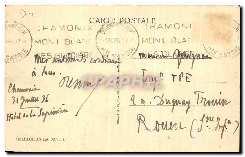 CPA Massif Du Mont Blanc Ascension Des Aiguilles Du Diable Alpinisme — Verso