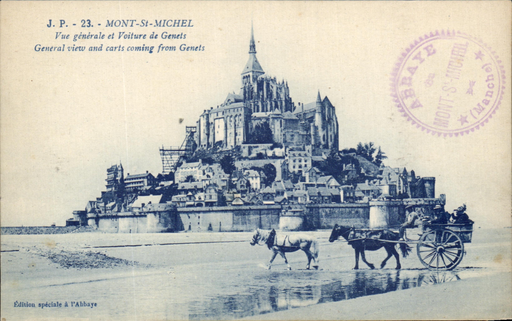 CPA Mont Saint Michel Vue Generale et Voilture de Genets