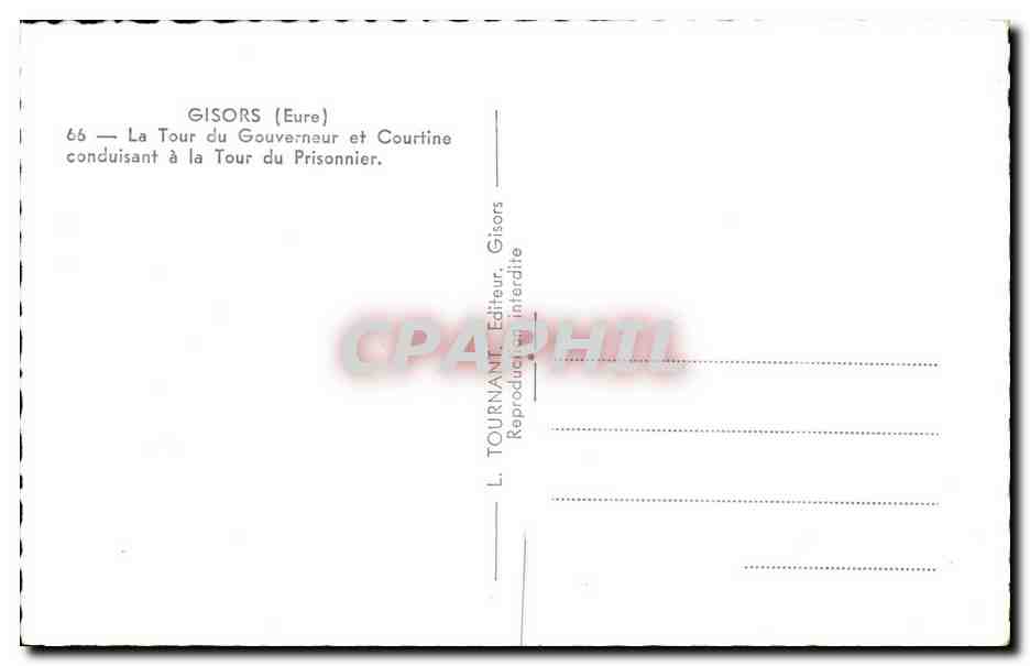 Gisors (Eure) — La Tour du Gouverneur et Courtille conduisant à la Tour du Prisonnier — L. Tournante, Éditeur, Gisors — Reverso