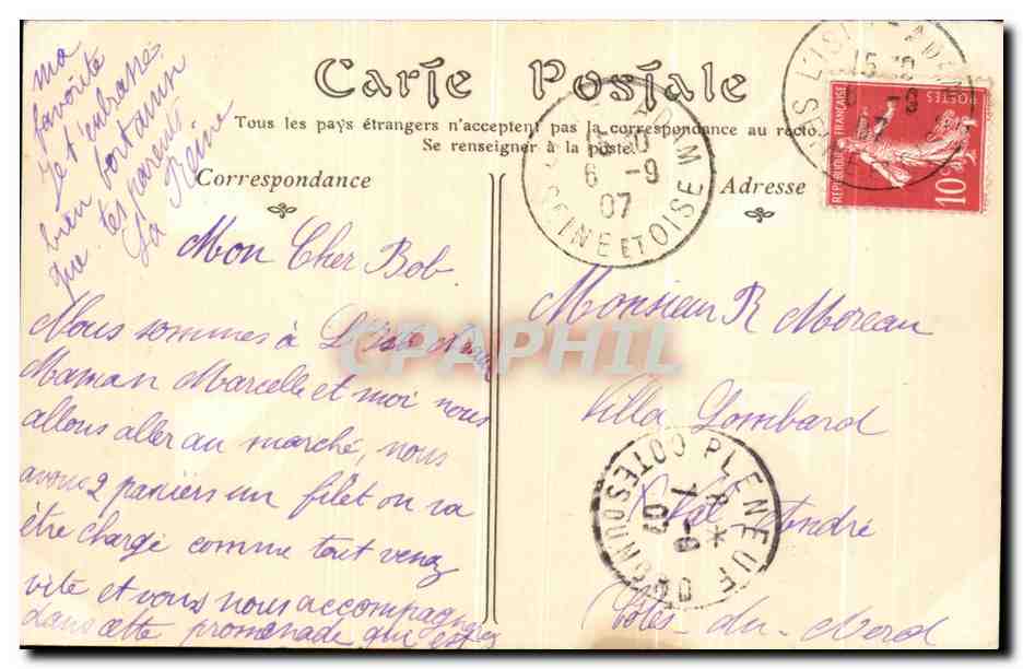 CPA Parmain Vue Prise de L isle Adam Hotel de Paris — Back