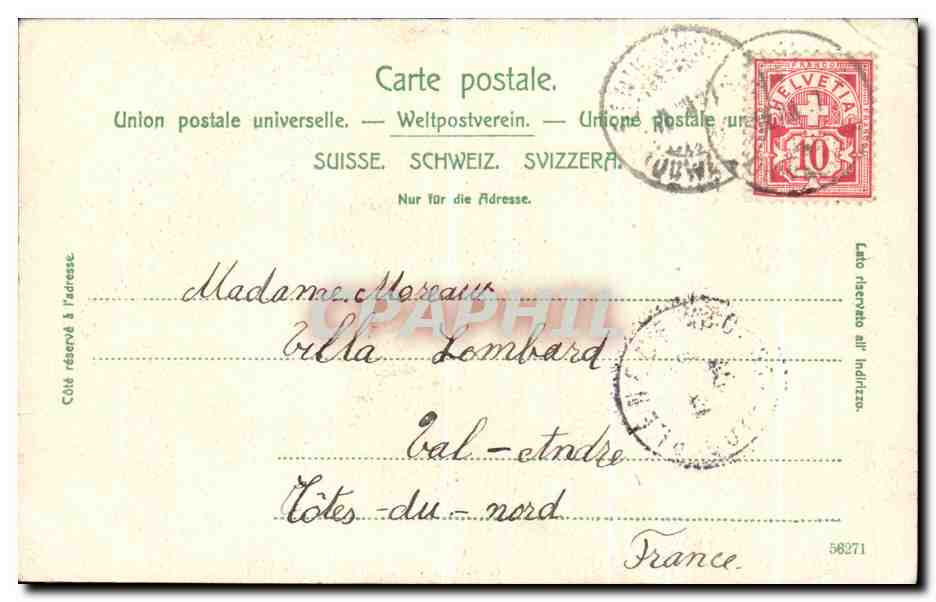CPA Fluhli Ranft Christ Am Wege nach Melehtnal — Rückseite