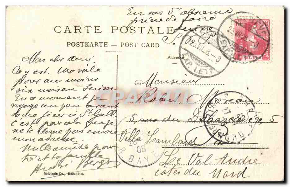 CPA Geneve Rue de la Corraterie — Verso