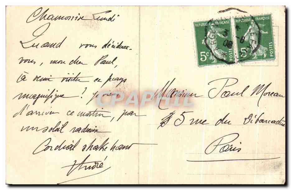 CPA Argentiere Et Le Mont Blanc  — Verso