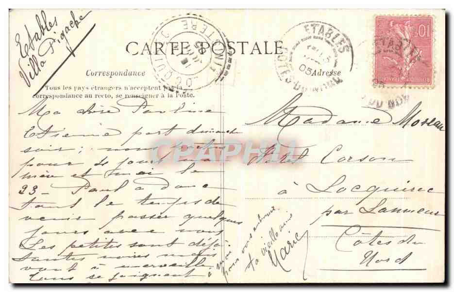 Portrieux — La Mer Haute — A. Prinsson, édit. Portrieux (Morbihan) — Rückseite