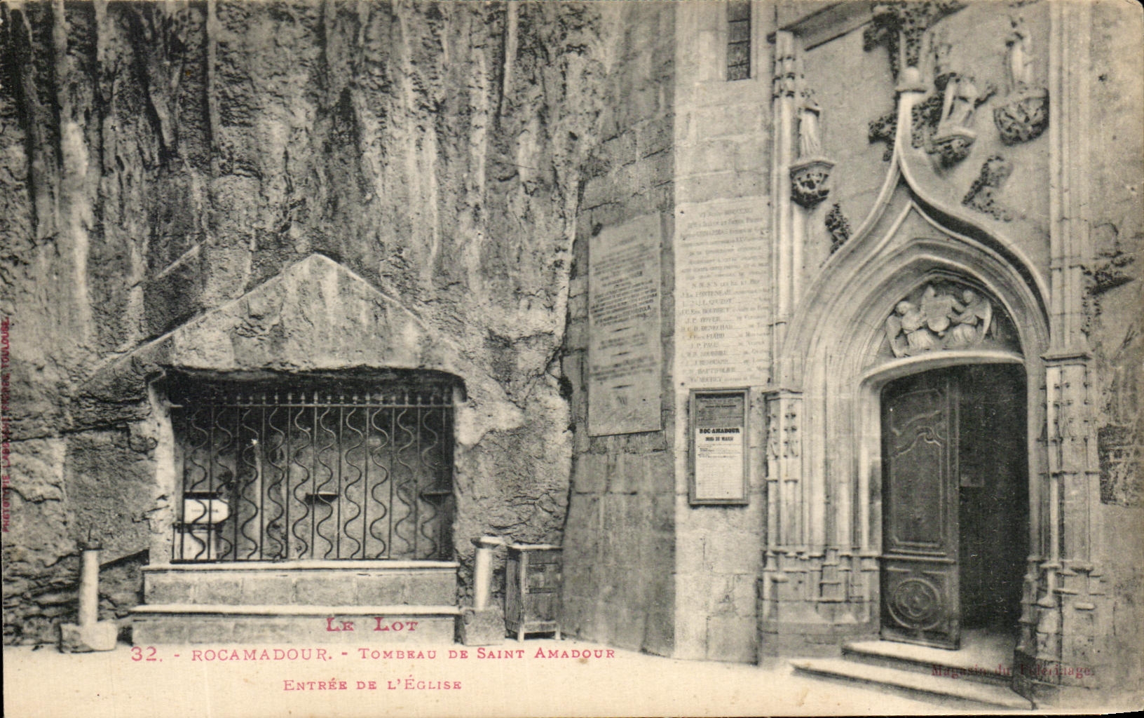 Rocamadour - Tombreau de Saint Amadour — Entrée de l'église — Magasin du Léonillege