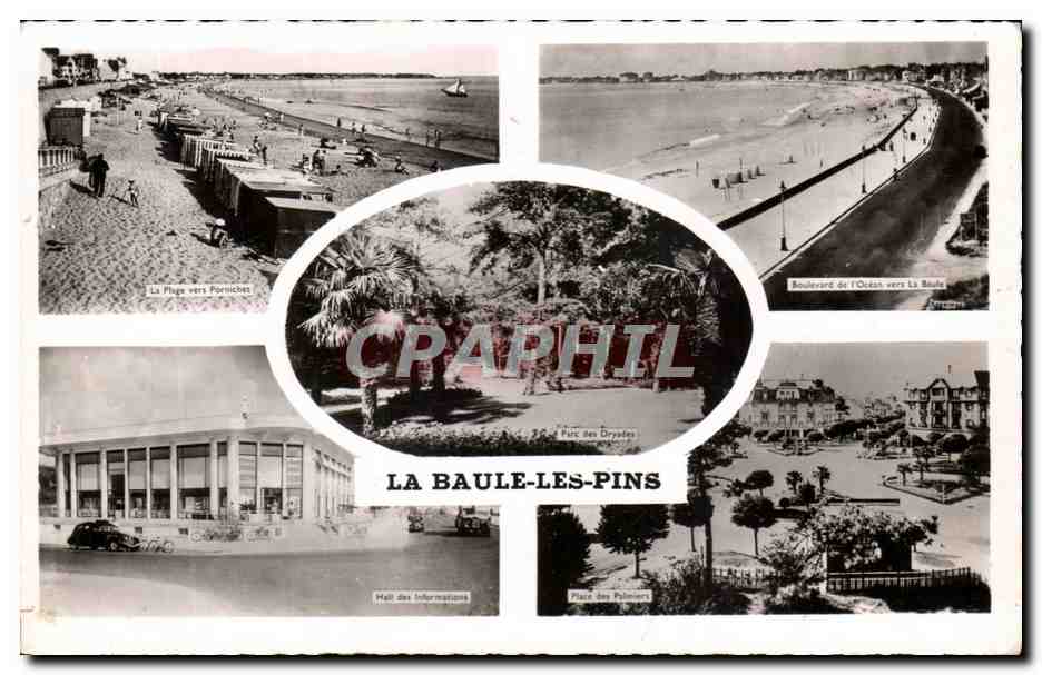 CPSM La Baule Les Pins Plage vers Pornichet Boulevard de l Ocean vers la Baule Hall des Informations Place des palmiers