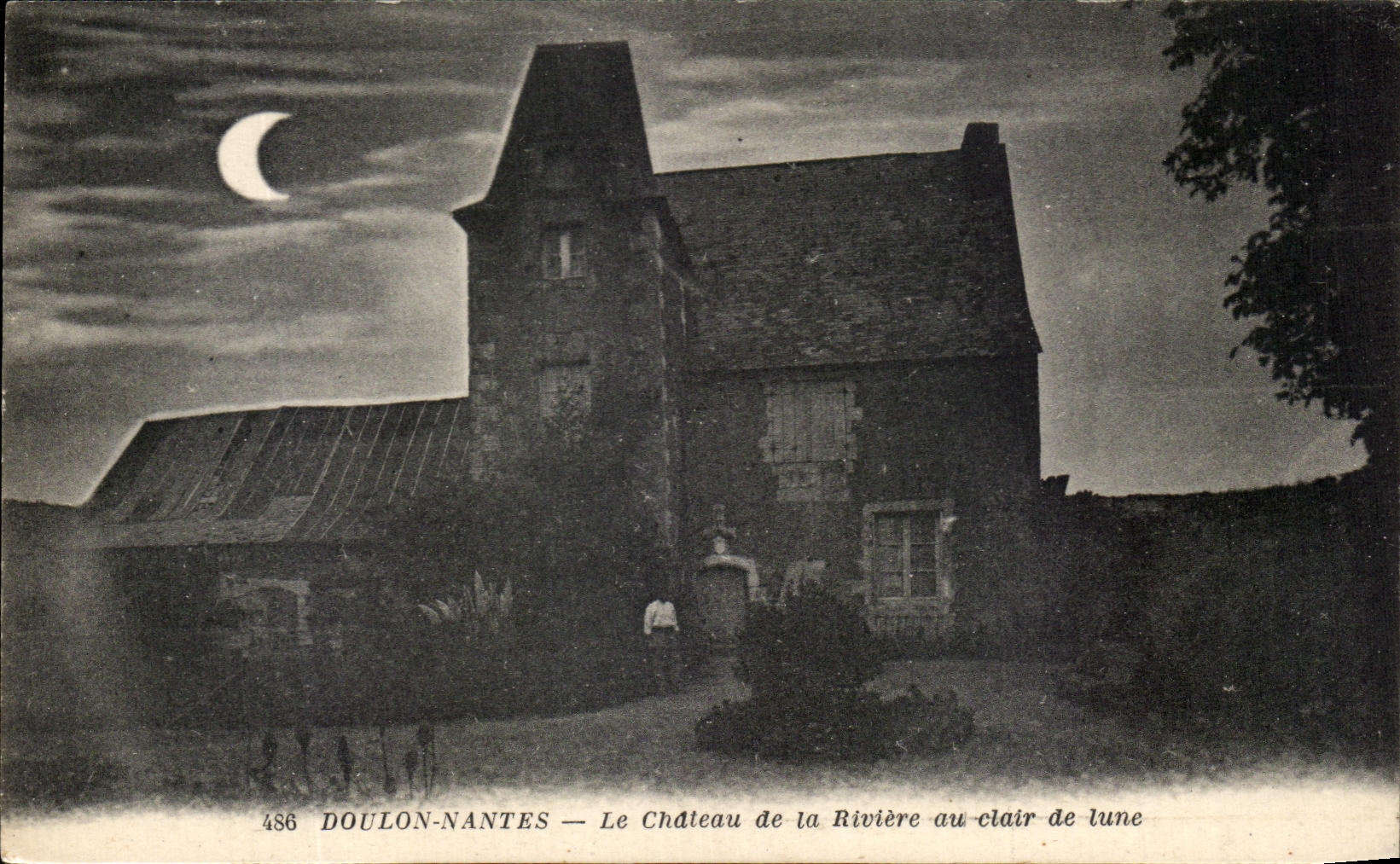 CPA Doulon Nantes Le Chateau de La Riviere Au Clair de Lune 