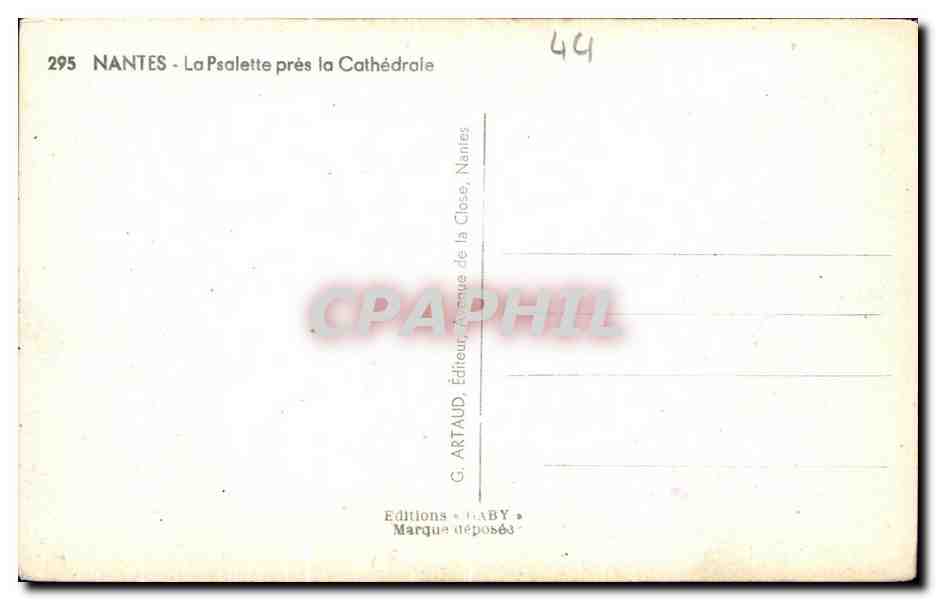 CPA Nantes La Psalette Pres La Cathedrale — Rückseite