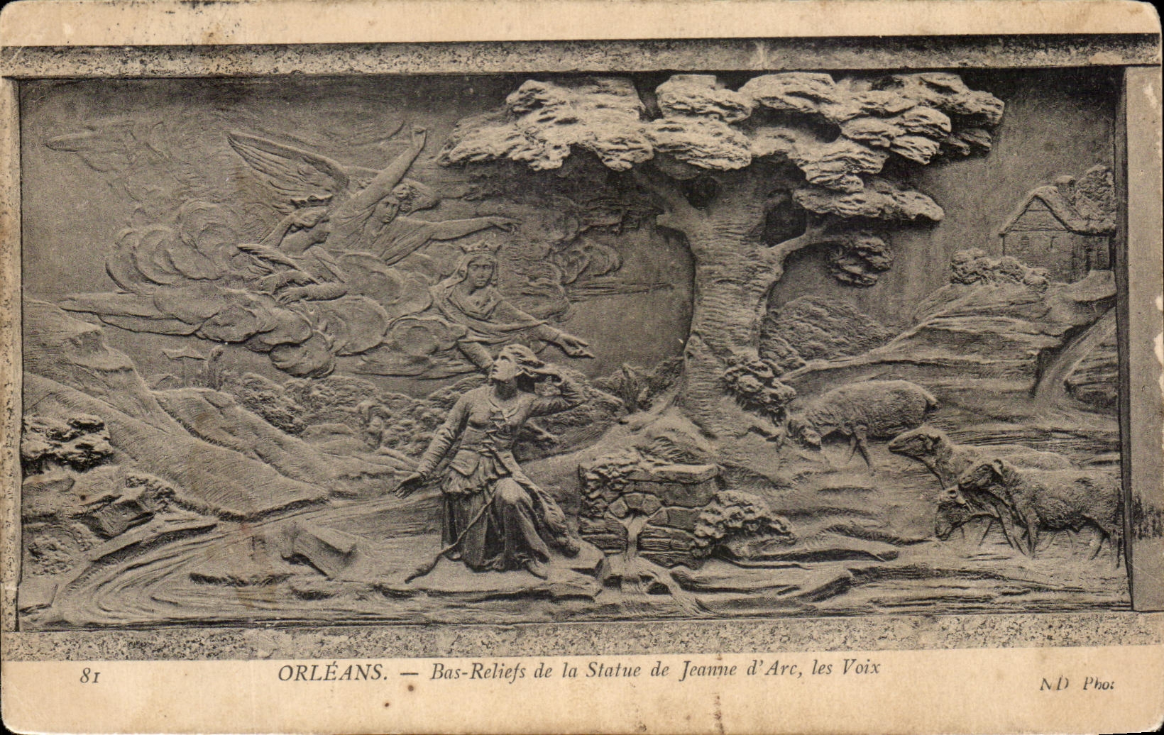 CPA Orleans Bas Reliefs de La Statue de Jeanne d Arc Les Voix 