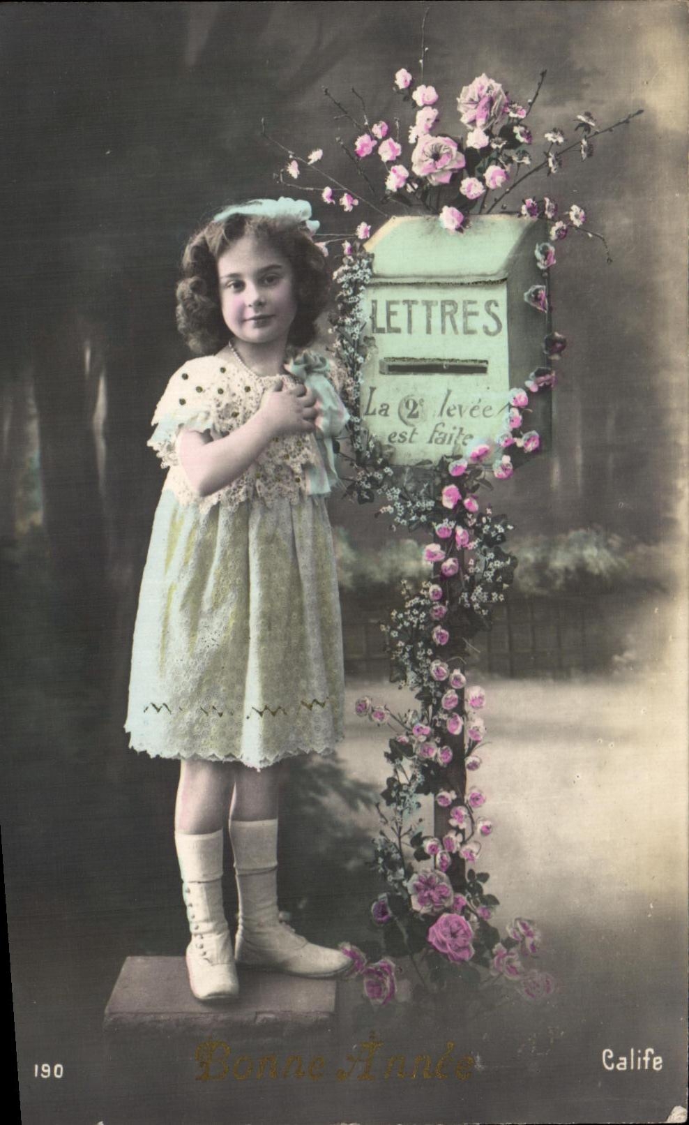 CPA Bonne Annee Enfant Boite aux lettres Calife