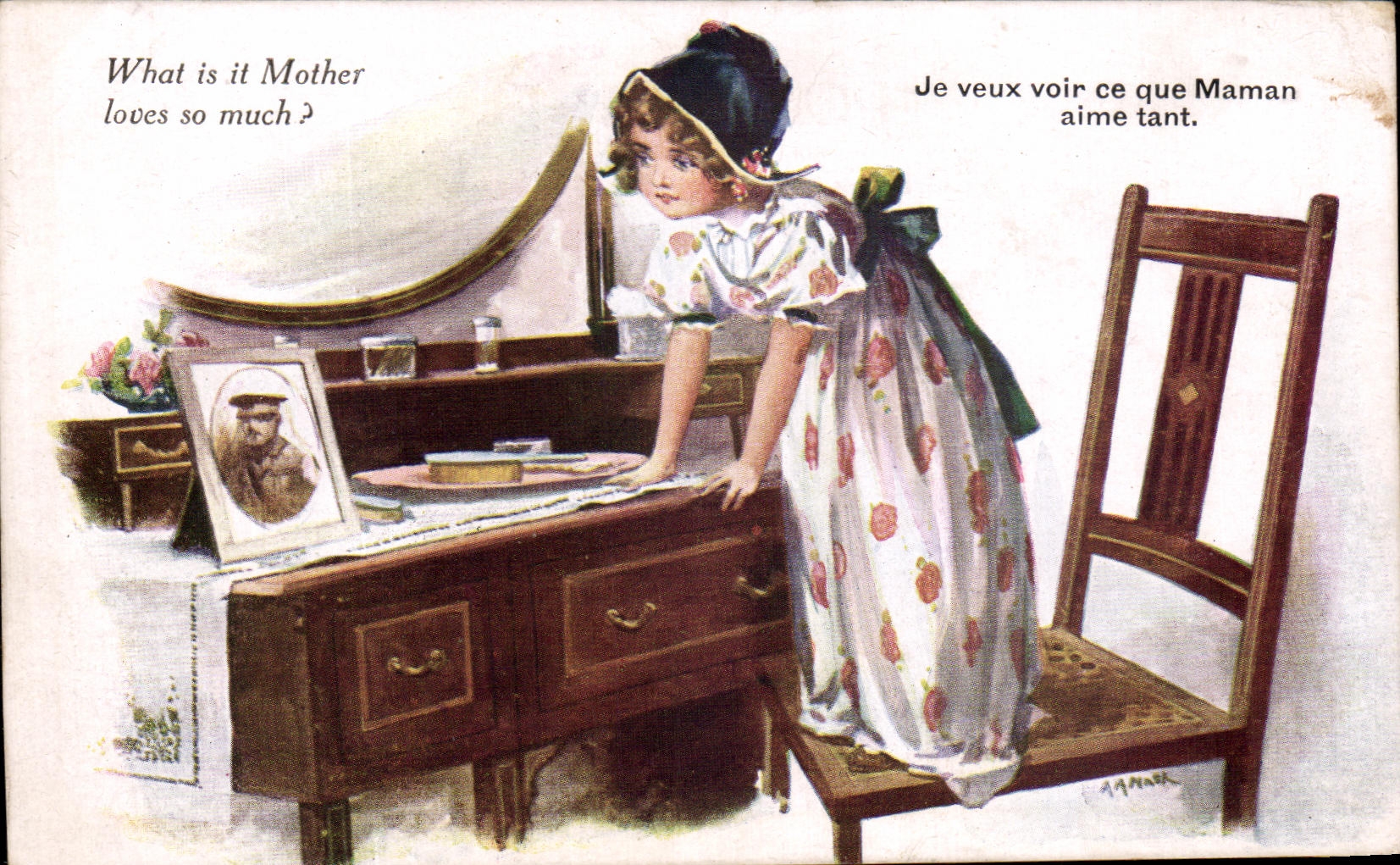 CPA What is It Loves So Much Je Veux Voir Ce Que Maman Enfant Militaria 