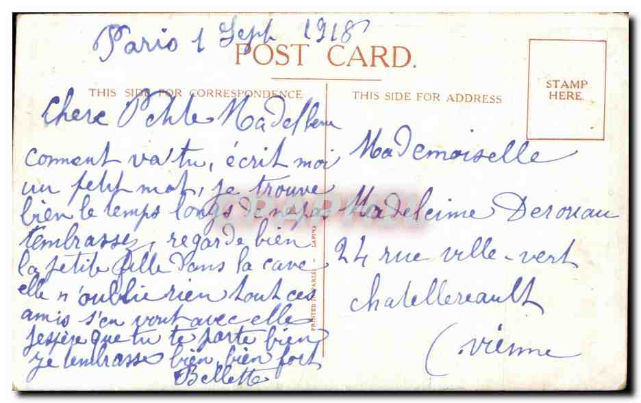 CPA Shelter For Four Abri 4 places Militaria Chat Enfant Perroquet — Rückseite