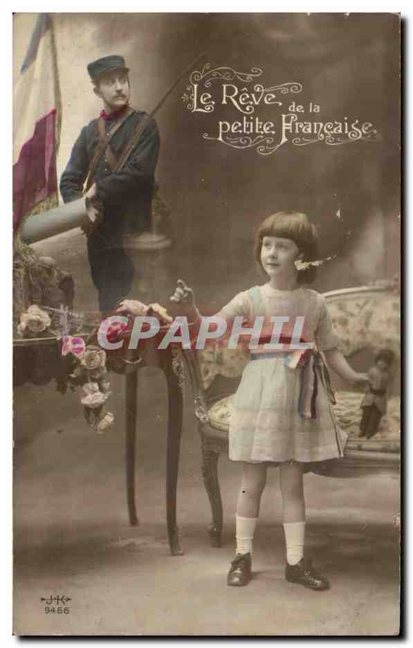 CPA Le Reve de la Petite Francaise Enfant Militaria 