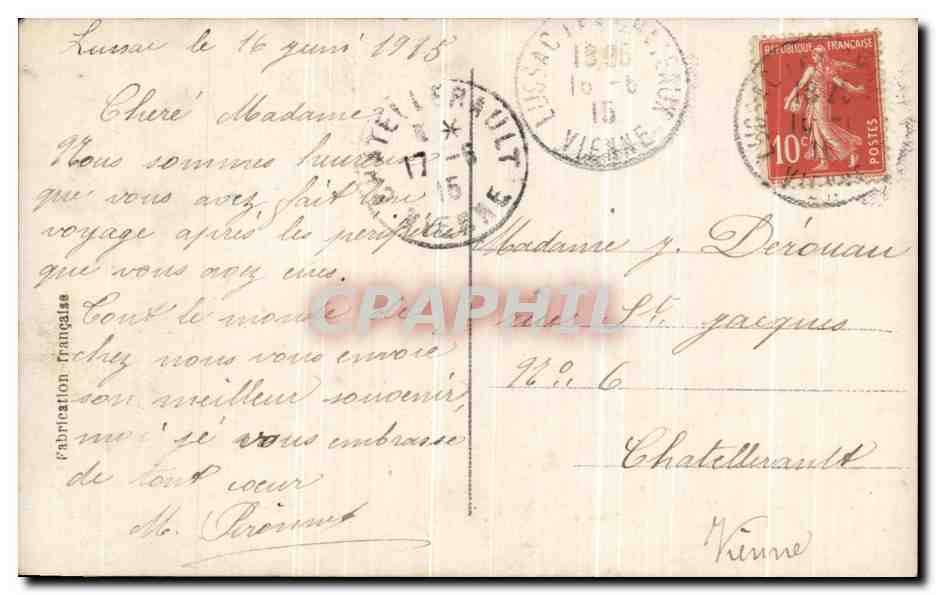 Frau im traditionellen Kleid — Kriegsszene mit Flugzeug — Verlag E.M. Nr. 34 — Rückseite