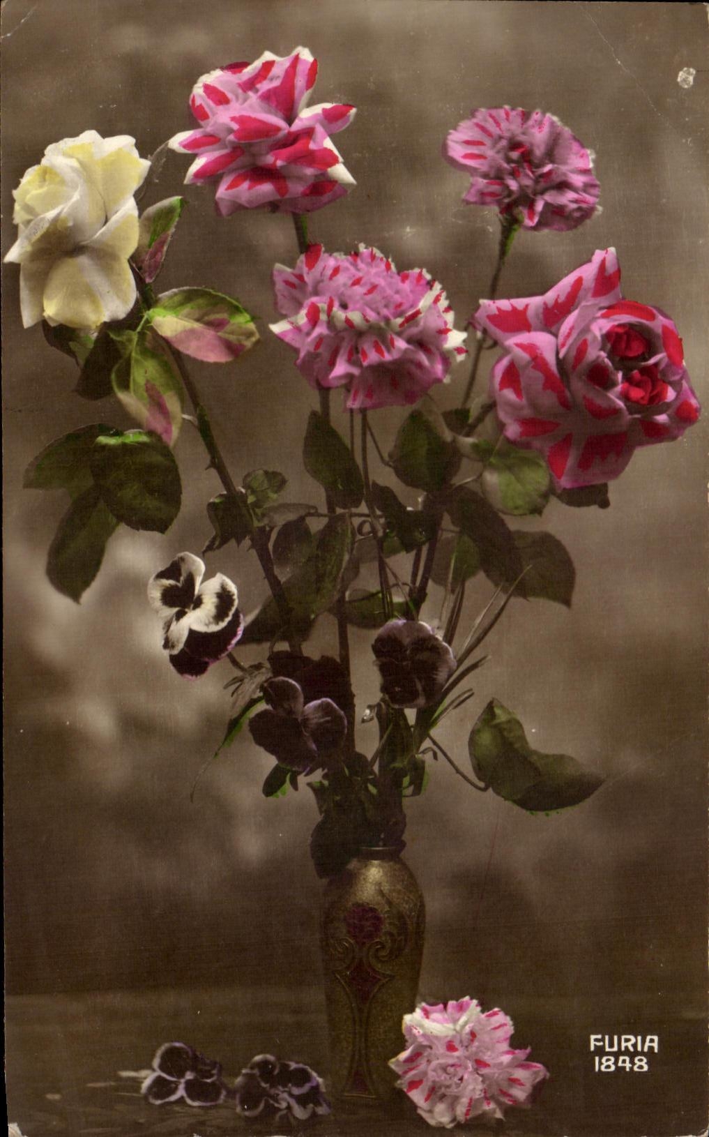 CPA Furia 1848 Fleurs 