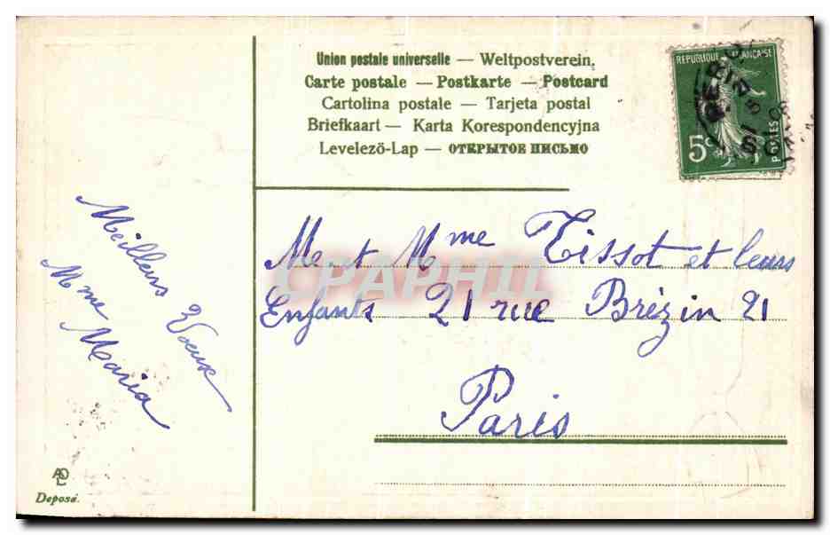 CPA Fantaisie Bonne Annee Colombe Fleurs  — Rückseite