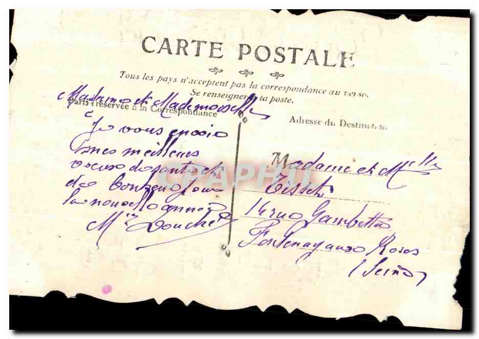 CPA Bonne Annee Colombe Oiseaux — Rückseite