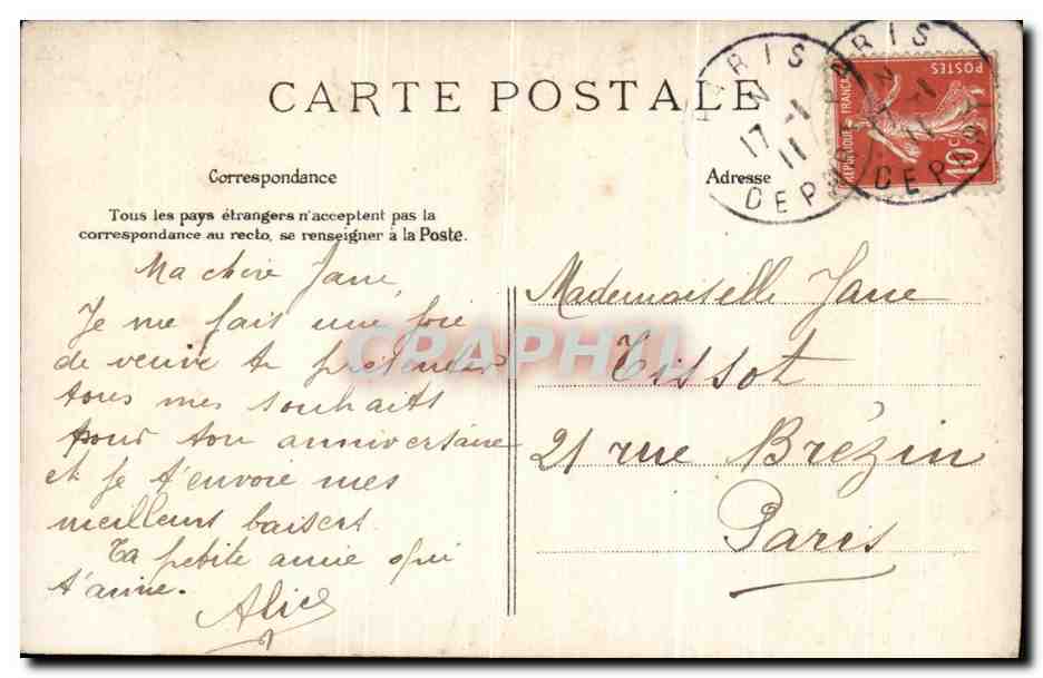 CPA Fantaisie Anniversaire Fleurs — Rückseite