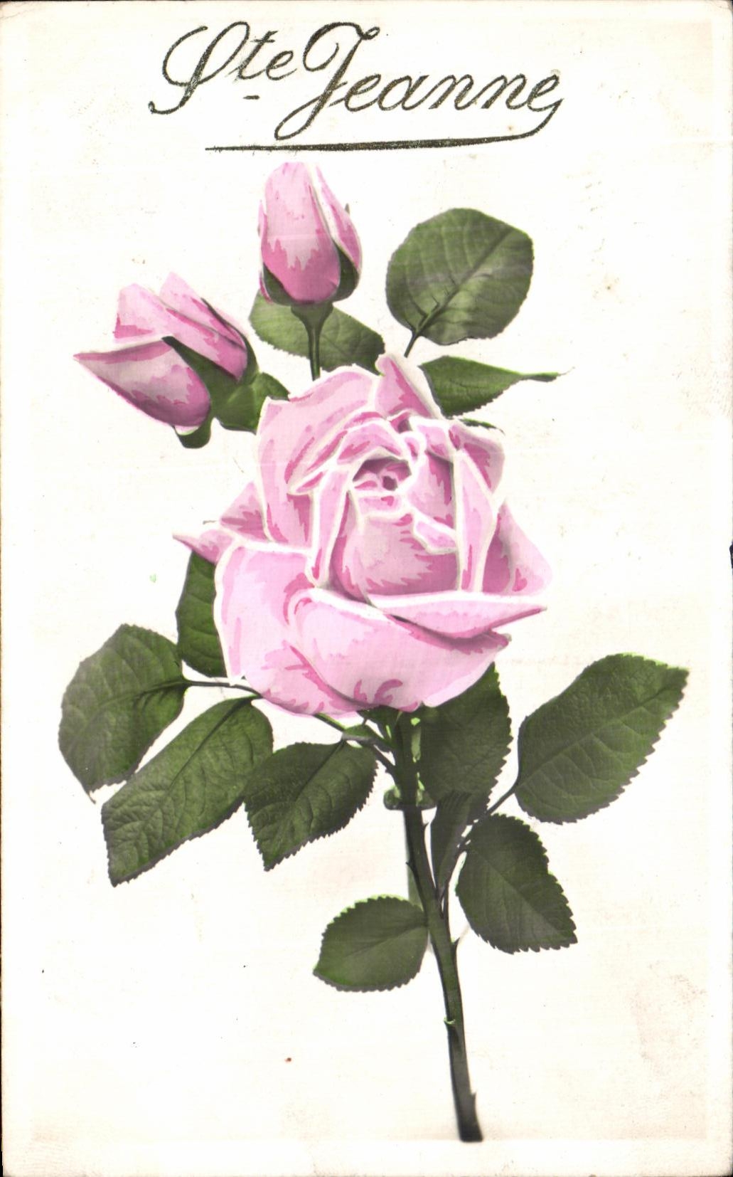 CPA Fantaisie Ste Jeanne Fleurs Rose