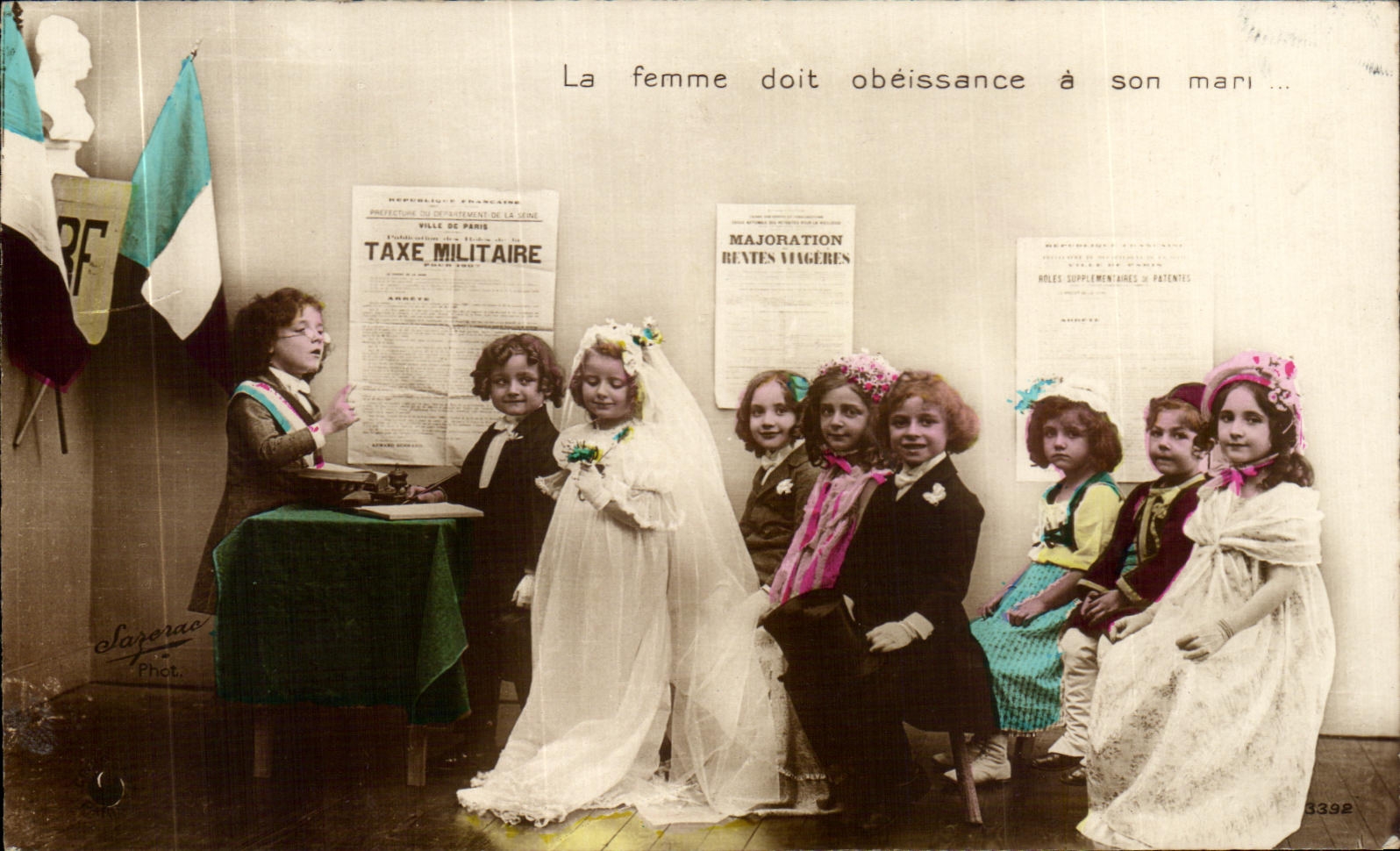 CPA La Femme doit Obeissance a Son Mari enfants Mariage 